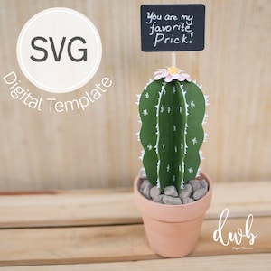 Plantilla digital de cactus de papel, plantilla SVG para Cricut, manualidad de papel para máquina Silhouette Cameo