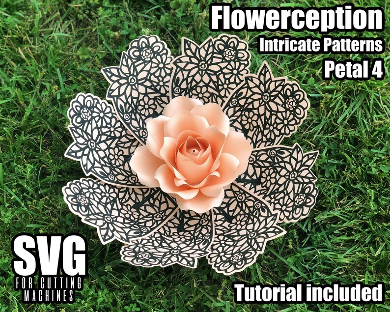 Download Visual Arts Use For Wedding Paper Flower Svg Flowerception Petal 4 Intricate Template For Cricut Cameo Silhouette Home And Nursery Decor Craft Supplies Tools