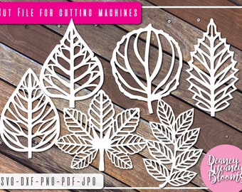 Paper Leaf Set 3 Template| SVG, DXF & PDF| Template|  Cricut and Cameo Silhouette| Leaf Template Diy