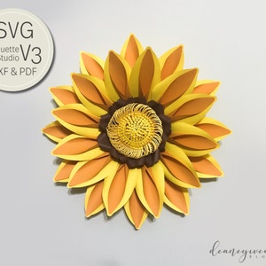 Papierblume Gazania Vorlage mit Ahornblättern| Papier Blume SVG, Silhouette V3, dxf & PDF Digital schneiden Datei| Große Papierblume| Kulisse,