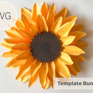 24 inch grote papieren zonnebloem | SVG| Sjabloonbundel | Cricut | DIY ambachtelijke papieren bloemenmuur | DIY-projecten