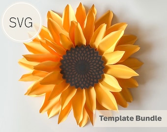 24 inches Large Paper Sunflower  |  SVG| Template Bundle | Cricut | DIY Craft Paper Flower Wall | DIY Projects