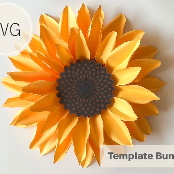 24 inches Large Paper Sunflower  |  SVG| Template Bundle | Cricut | DIY Craft Paper Flower Wall | DIY Projects