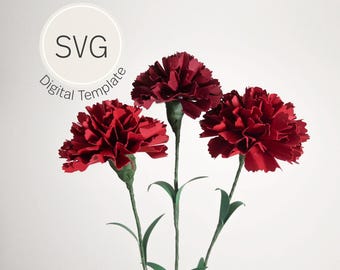 Paper Carnation Digital Template | SVG Template | DIY Bouquet Size Fillers | Wedding Paper Flowers | SVG for Cricut and Silhouette