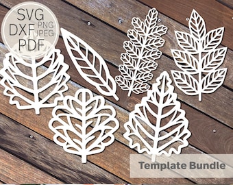 Set 2 Paper Leaf Template| SVG, PDF, DXF, Png & Jpeg| Template| Cricut and Cameo Silhouette| Leaf Template DiY