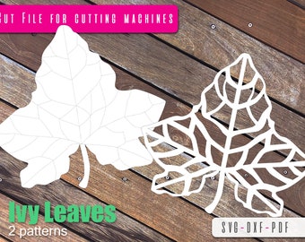 SVG, DXF and PDF Printable Digital Leaf - Template # 5 Ivy leaf - 2 kinds - Cricut and print Ready- Adjustable