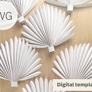 Modèle numérique feuille de palmier en papier I Modèle SVG I Feuilles de palmier en papier I Décoration bohème DIY | SVG pour Cricut