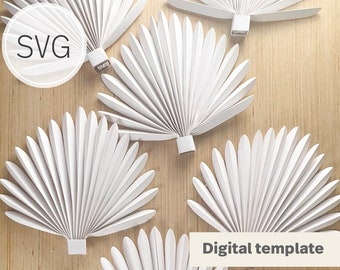 Paper palm frond digital Template I SVG Template I paper palm leavesI DIY Boho decor | SVG for Cricut