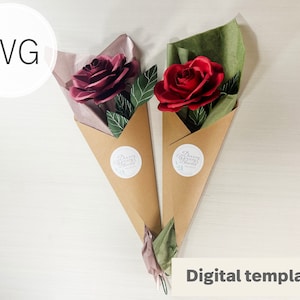 Modello digitale per la copertura del bouquet di coni di carta I Solo copertura del cono / Modello SVG I Copertura del bouquet fai da te I Fiori di carta per matrimonio / SVG per Cricut