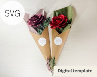 Paper Cone bouquet cover digital Template I Cone cover only | SVG Template I DIY Bouquet cover I Wedding Paper Flowers | SVG for Cricut