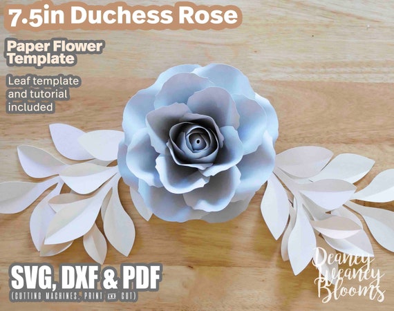 Download 15 Inch Paper Flower Rose Svg Digital Paper Flower Pattern Cricut Cameo Silhouette For Nursery Diy Paper Rose Large Dxf Pdf Template Craft Supplies Tools Drawing Drafting