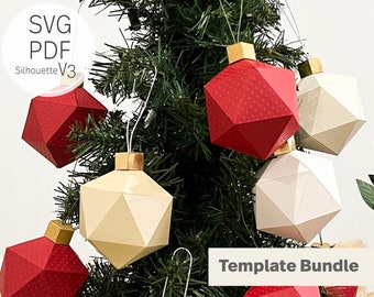 Paper polyhedron ball digital Template I SVG Cameo Silhouette v3 PDF Template I DIY Christmas decor | svg for Cricut | Printable template