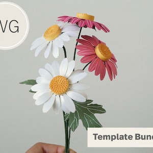 Modello digitale fai da te per margherita di carta I Modello SVG per Cricut e Cameo Silhouette I Riempitivi per bouquet di fiori di carta I Fiori di carta per matrimoni