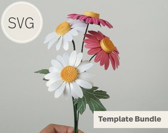 DIY Paper daisy digital template I SVG Template for Cricut and Cameo Silhouette I Paper flower Bouquet Fillers I Wedding Paper Flowers