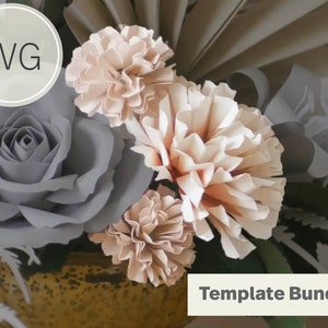 Modelo digital de cravo de papel I Modelo SVG I Enchimentos de tamanho de buquê DIY I Flores de papel de casamento | SVG para Cricut