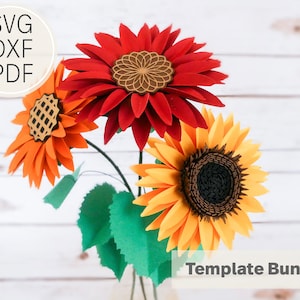 4 inches Paper Sunflower Template| SVG, DXF & PDF| Convert to Online workshop| 4 inches Cricut and Cameo Silhouette| Paper Flower Diy