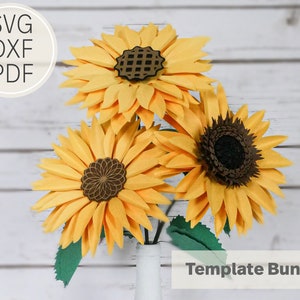 6 Zoll Papier Sonnenblumen Vorlage | SVG, DXF & PDF| In Online-Werkstatt umwandeln| Cricut und Cameo Silhouette| Papierblume diy