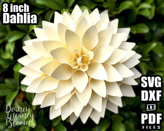 Download Free 8 Inches Dahlia Svg Dxf And Pdf Paper Flower Template For Etsy SVG Cut Files