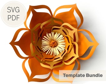 Large Paper Flower template, multi-style SVG and PDF, Digital download, Paper Flower Backdrop for wedding and events, DIY decoration