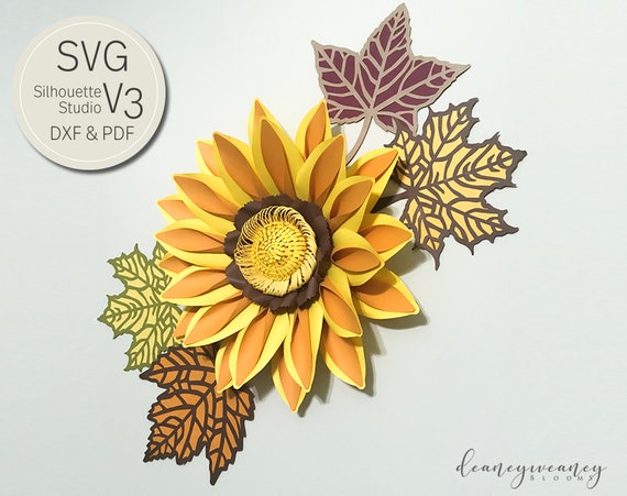 Download Paper Gazania Template With Maple Leaves Paper Flower Svg Etsy