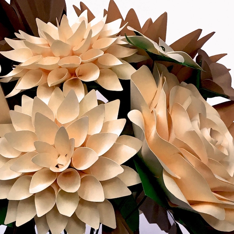 paper flower dahlia svg pdf template bouquet size diy etsy