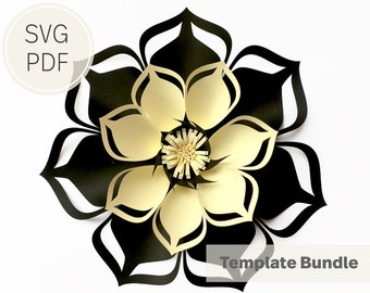 Large Paper Flower template, multi-style SVG and PDF, Digital instant download, Paper Flower Backdrop for wedding and events, DIY decoration