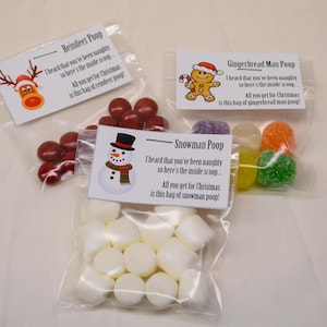 Snowman Poop, Reindeer Poop, Gingerbread Man Poop TAGS & BAGS ONLY - Christmas Friend/Family/Coworker Stocking Stuffer Gift