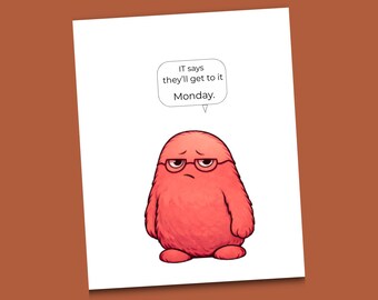 Funny IT Card – Printer Problems Humor – Friday Afternoon Office Card – Coworker Gift