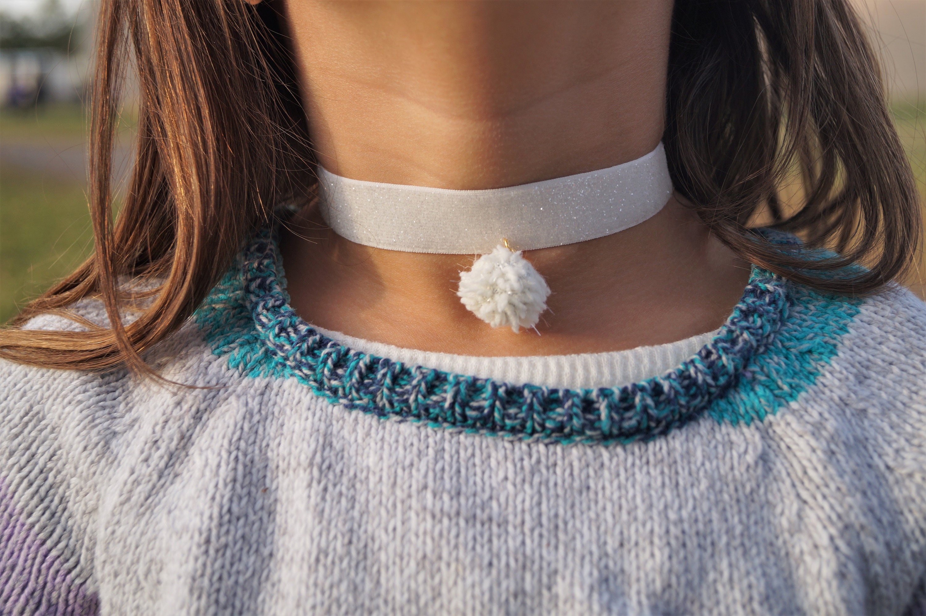 Girls Choker Necklace Tween Christmas Gift White Glitter Etsy