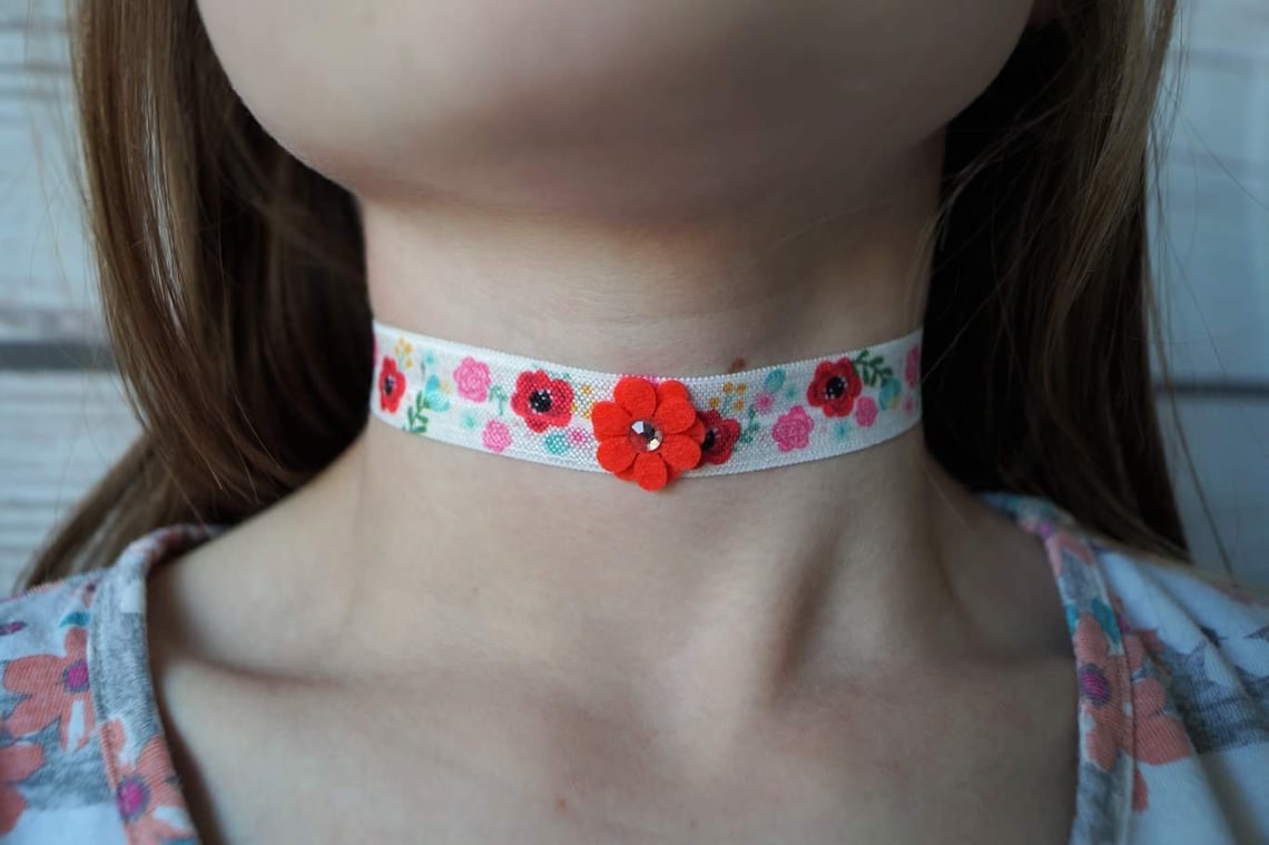 Flower Choker Preteen Choker Girls Jewelry Girls Choker Etsy