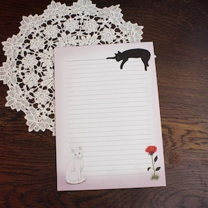 With Love (A5, 25 pagina's) - Katten, liefde, briefpapier, schrijfbrieven, penvriend, gelinieerd papier, ontwerp aan beide zijden, notitieblok, valentijnskaartontwerp