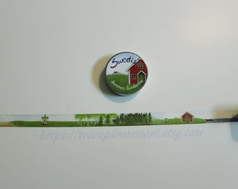 Paesaggio estivo svedese - Nastro washi, estate, journaling, cancelleria, nastro, 10 m, 1,5 cm