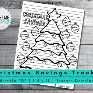 PDF modificabile Tracker dei risparmi natalizi, Tracker stampabile dei risparmi, formato lettera (8,5&quot; x 11&quot;)