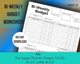 Bi-Weekly Budget Printable, Paycheck Budget Template for Women, Digital Budget Worksheet, Money Tracker PDF, GoodNotes, Instant Download