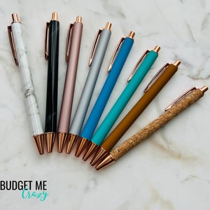 Smooth Matte Pens, Marble Pens, Woodchip Pen, Stylish Stationery Pens, Rose Gold Ballpoint Pens, Black Ink