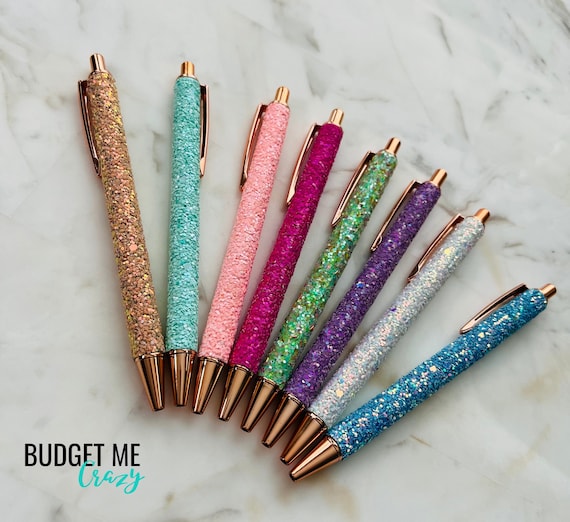 Bling Sequin Ballpoint Pens, Stylish Stationery Pens, Sparkly Pens, Rose  Gold Pens, Retractable Writing Pen, Journaling Pen, Black Ink 