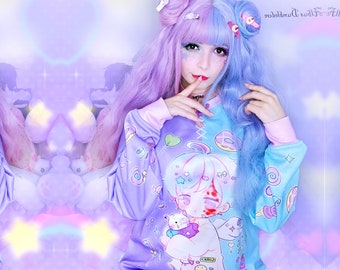 Iridescent - Unisex sweatshirt - blue and purple, yume kawaii, fairy kei, pastel goth, creepy cute, decora kei boy - SS21