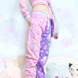 Merbunny baby - Unisex jogger pants - fairy kei, yume kawaii, rainbow, sweet pastel, harajuku, cute sweatpants -  JP4