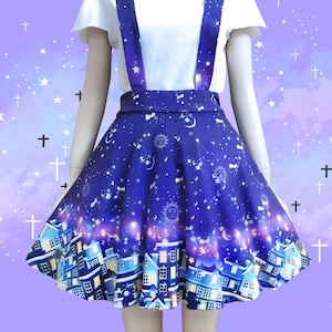 La cité des étoiles Jupe porte-jarretelles, constellation de patineurs galaxie, robe fairy kei, jolie jupe patineuse kawaii SPS2 image 1