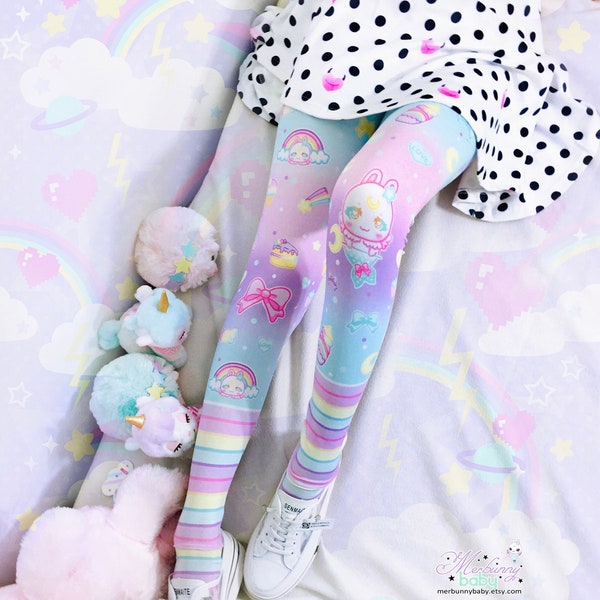 Merbunny baby - Tights - fairy kei, yume kawaii, rainbow, sweet pastel, harajuku, cute tights - Tg9