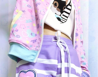 Confetti candy - Zip up jacket - kawaii cute, pink fairy kei, yume kawaii, pastel harajuku bomber jacket - J1