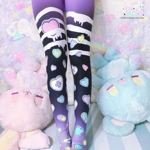 Broken hearts Leggings/Tights Menhera, kawaii goth, cute heart candy, pastel goth, yume kawaii, harajuku Lg8/Tg8 image 4