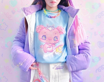 Star bears - Lightweight pocket sweatshirt - Yume kawaii, fairy kei, cute bear, pastel blue, rainbow, jfashion, harajuku sweater - PSS3