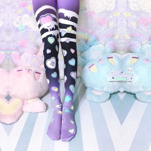 Broken hearts - Leggings/Tights - Menhera, kawaii goth, cute heart candy, pastel goth, yume kawaii, harajuku- Lg8/Tg8