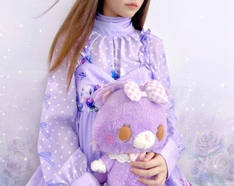 Forget me not - High neck chiffon blouse - Yume kawaii, fairy kei, pastel purple rose, ribbon, cute kawaii polka dots, ribbons, lolita - CB1