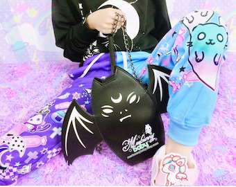 Magic cats - Unisex jogger pants - pastel goth, creepy cute, kawaii goth, ghosty, spooky, halloween, harajuku, purple blue sweatpants -  JP2