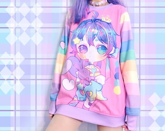 Piruli - Unisex Sweatshirt - Pastell Mädchen, süßer Regenbogen, Fee kei, yume kawaii, süßes Häschen, Harajuku, jfashion Pullover - SS15