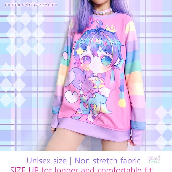 Piruli - Unisex Sweatshirt - Pastell Mädchen, süßer Regenbogen, Fee kei, yume kawaii, süßes Häschen, Harajuku, jfashion Pullover - SS15