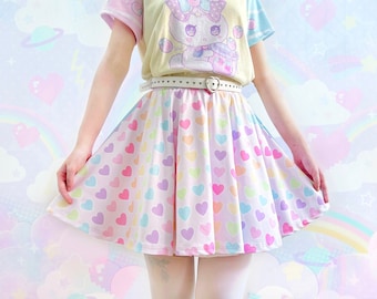 Cuori pastello - Gonna skater - Fairy kei, yume kawaii, gonna harajuku colorata, dolce e carina - SK2