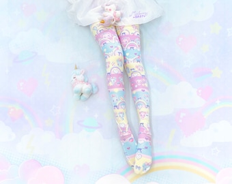 Star bears - Leggings/Tights - fairy kei, lolita, yume kawaii, pastel, rainbow, colorful, sweet cute - Lg13/Tg13